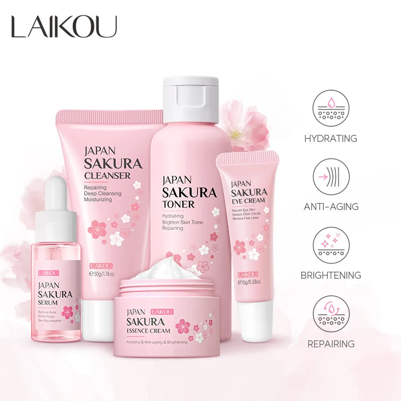 Kit de Cuidados com a Pele LAIKOU – Hidratação, Clareamento, Antimanchas e Rejuvenescimento | 5 Peças