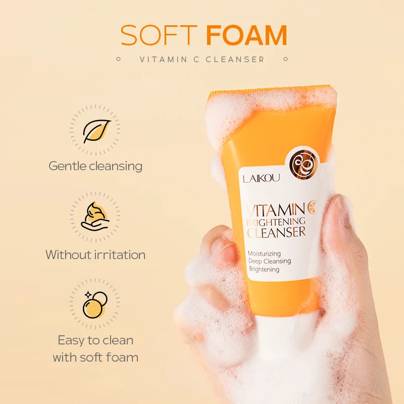 Limpador Facial LAIKOU Vitamina C – Limpeza Profunda, Iluminação e Controle de Oleosidade