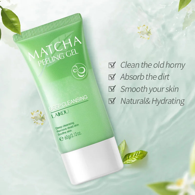 Peeling Gel Esfoliante Facial LAIKOU Matcha – Limpeza Profunda, Controle de Oleosidade e Remoção de Acne