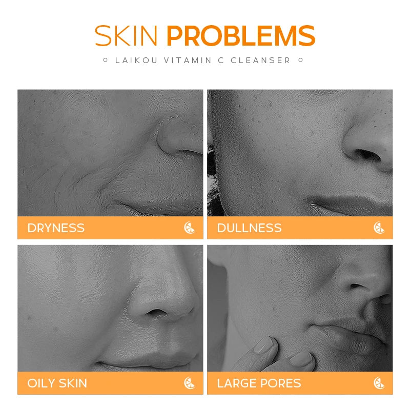 Limpador Facial LAIKOU Vitamina C – Limpeza Profunda, Iluminação e Controle de Oleosidade